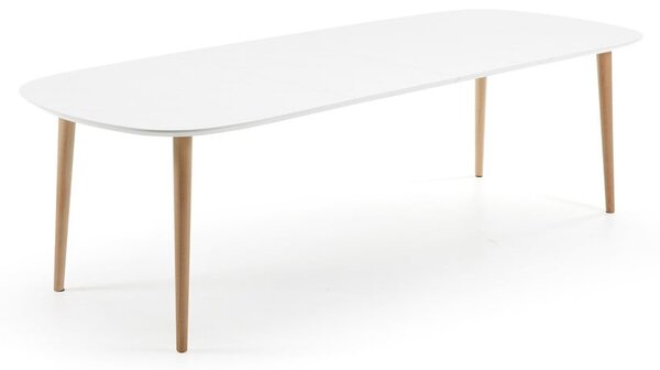 Biely rozkladací jedálenský stôl s bielou doskou 100x160 cm Oqui – Kave Home