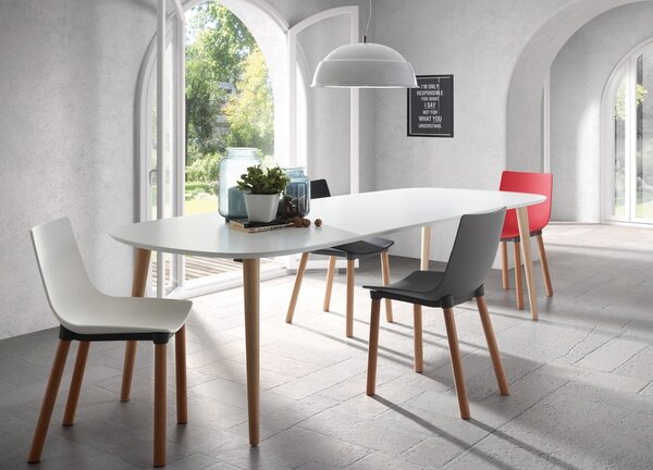 Biely rozkladací jedálenský stôl s bielou doskou 100x160 cm Oqui – Kave Home