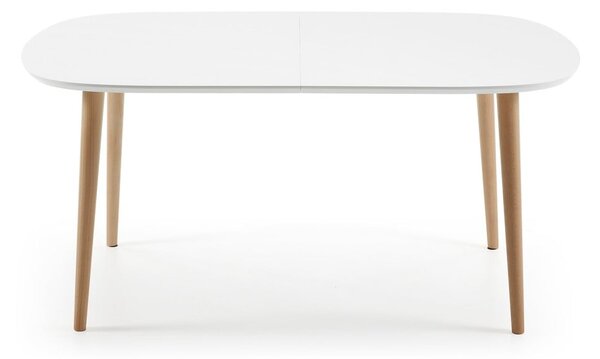 Biely rozkladací jedálenský stôl s bielou doskou 100x160 cm Oqui – Kave Home