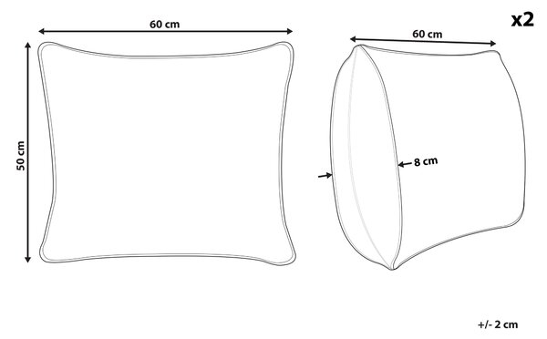 Sada 2 vankúšov biela kačacie perie a páperie 50 x 60 cm bavlnený poťah stredne mäkký