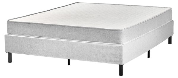 Kontinentálna posteľ bez čela svetlosivá polyester čalúnený rám 160 x 200 cm pružinový matrac spálňa