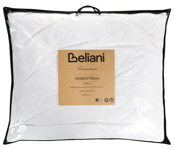 Sada 2 vankúšov biela kačacie perie a páperie 50 x 60 cm bavlnený poťah stredne mäkký