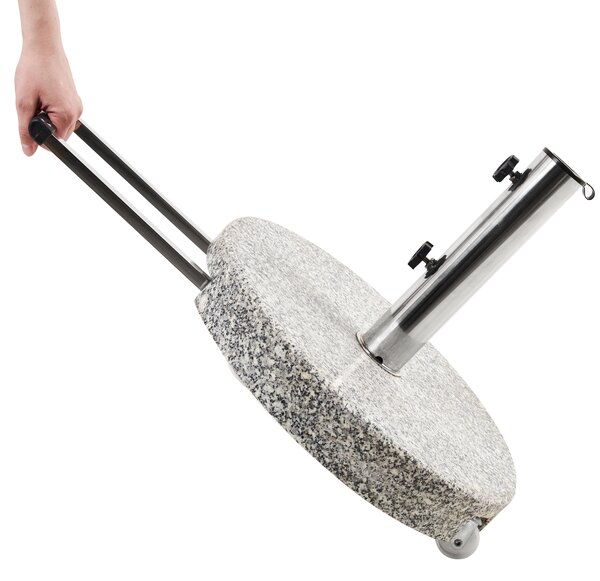 Stojan na záhradný slnečník sivý žulový granit nehrdzavejúca oceľ ⌀ 45 cm 30 kg okrúhly vonkajší podstavec