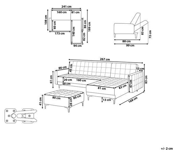 Rohová rozkladacia pohovka modrozelená zamatová moderná 4-miestna modulárna v tvare L ľavostranná s taburetom