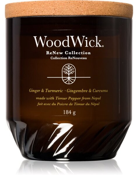 Woodwick Ginger & Turmeric vonná sviečka s dreveným knotom 184 g