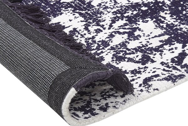 Koberec fialová a biela viskóza a bavlna 80 x 150 cm so vzorom a strapcami vintage dizajn