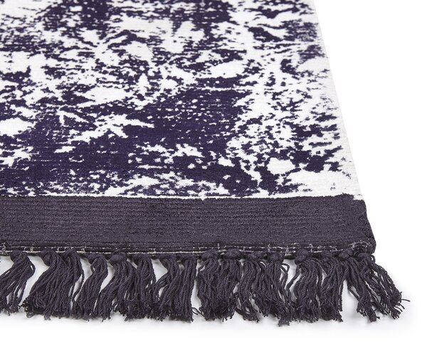 Koberec fialová a biela viskóza a bavlna 80 x 150 cm so vzorom a strapcami vintage dizajn
