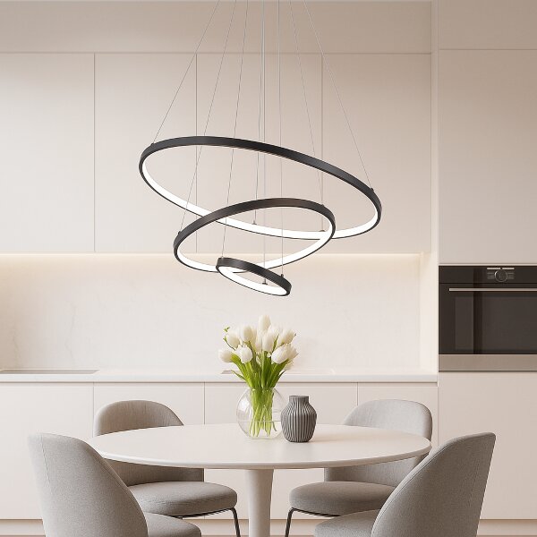 RABALUX 72346 Beliza závesné svietidlo D600mm LED 90W/9000/7200lm 3000-6500K čierna, biela, stmievateľné, diaľkový ovládač