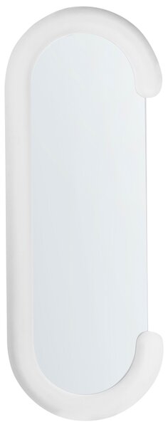 Nástenné zrkadlo biele MDF zamatový rám sklo 54 x 158 cm oválny tvar závesné na stenu moderný štýl