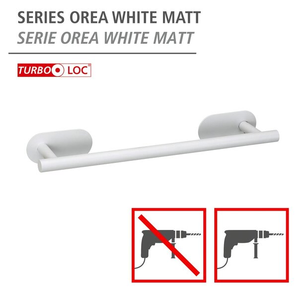 Biely samodržiaci držiak na uteráky z nehrdzavejúcej ocele Orea Uno – Wenko