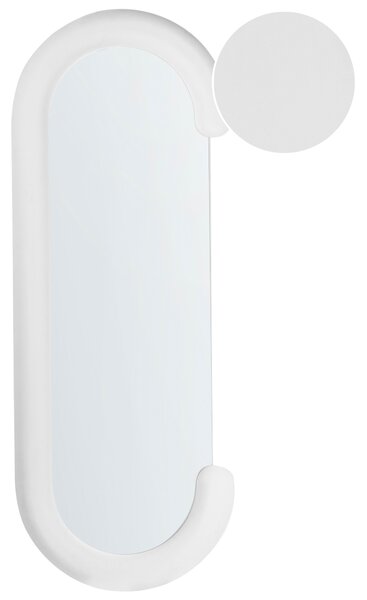 Nástenné zrkadlo biele MDF zamatový rám sklo 54 x 158 cm oválny tvar závesné na stenu moderný štýl