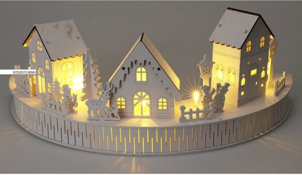 LED Zimné mestečko biela, 10x LED, 40 cm, 2x AA
