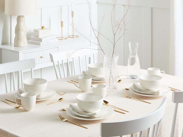 16-dielna sada jedálenského riadu biela porcelán kaolín lesklá povrchová úprava riad pre 4 osoby klasický dizajn kuchyňa jedáleň