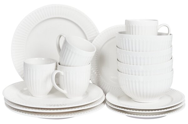 16-dielna sada jedálenského riadu biela porcelán kaolín lesklá povrchová úprava riad pre 4 osoby klasický dizajn kuchyňa jedáleň