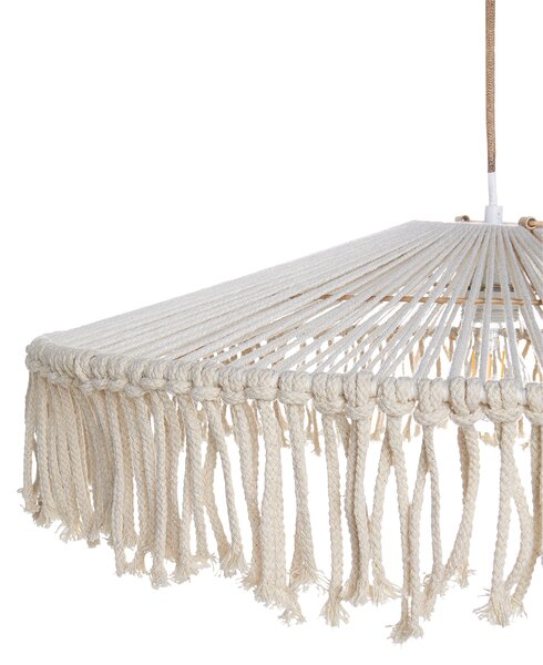 Závesná lampa svetlobéžová z papierových šnúrok ručne pletená svietidlo v bohémskom štýle