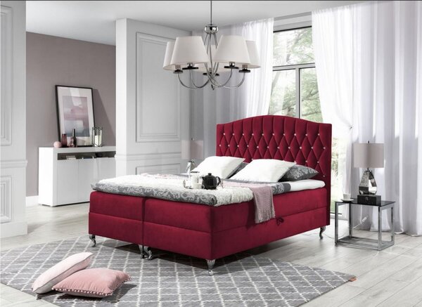 Elegantná posteľ 180x200 PEGGY - červená + topper ZDARMA