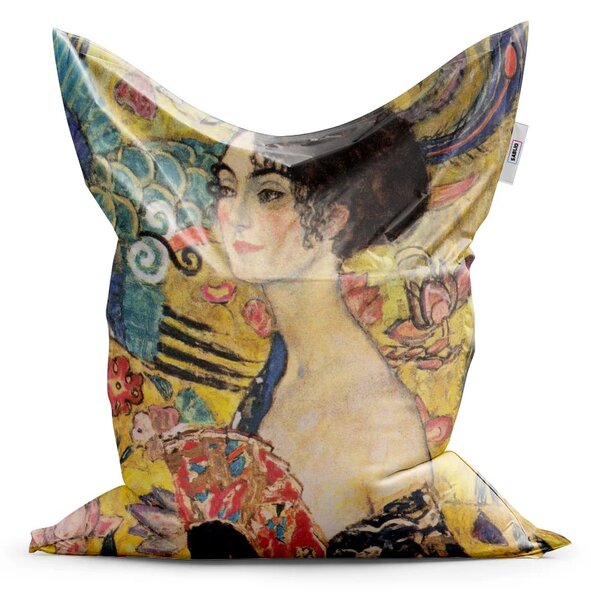 Sablio Sedací vak Dáma s vejárom - Gustav Klimt - 150x100 cm