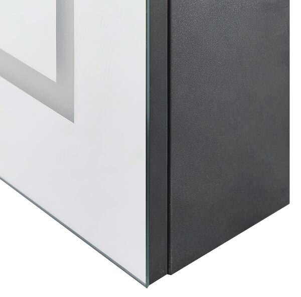 Zrkadlová skrinka do kúpeľne čierna strieborná preglejka sklo 60 x 60 cm s LED osvetlením moderný štýl