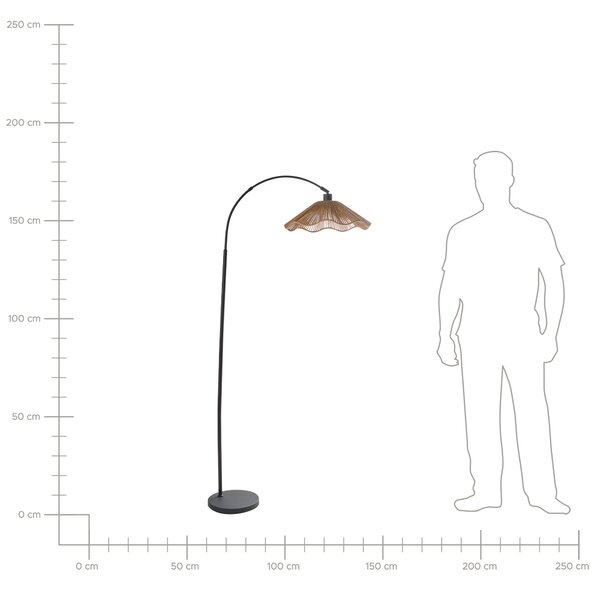 Stojaca lampa prírodná papierové tienidlo kovový podstavec ručná výroba boho rustikálny štýl obývacia izba spálňa