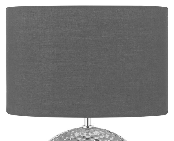 Stolná lampa strieborná čierna lesklý keramický podstavec 51 cm polyesterové tienidlo moderný glamour štýl obývacia izba