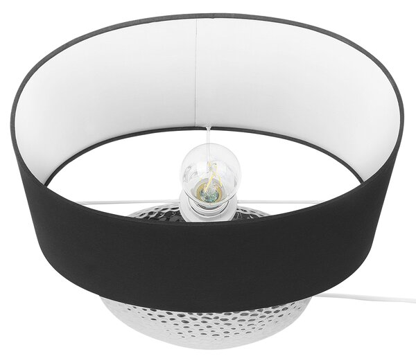Stolná lampa strieborná čierna lesklý keramický podstavec 51 cm polyesterové tienidlo moderný glamour štýl obývacia izba