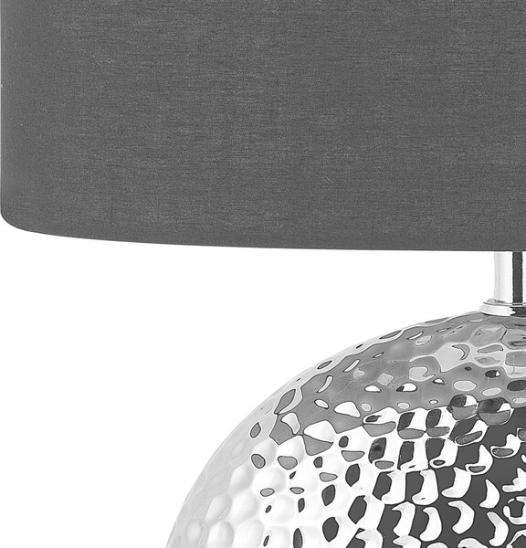 Stolná lampa strieborná čierna lesklý keramický podstavec 51 cm polyesterové tienidlo moderný glamour štýl obývacia izba