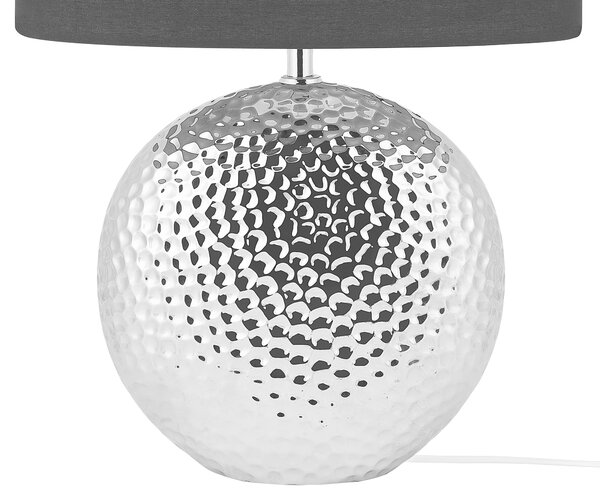 Stolná lampa strieborná čierna lesklý keramický podstavec 51 cm polyesterové tienidlo moderný glamour štýl obývacia izba
