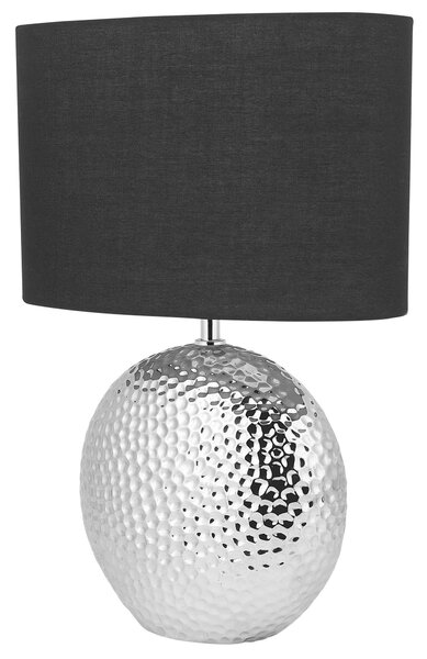 Stolná lampa strieborná čierna lesklý keramický podstavec 51 cm polyesterové tienidlo moderný glamour štýl obývacia izba
