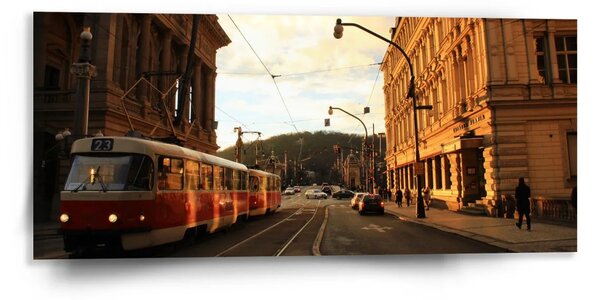 Sablio Obraz Električka v historickom meste - 110x50 cm