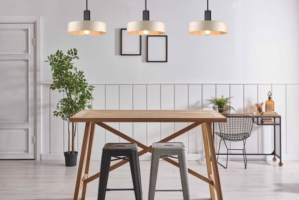 Luster na lanku LATTE 3xE27/60W/230V béžová/čierna