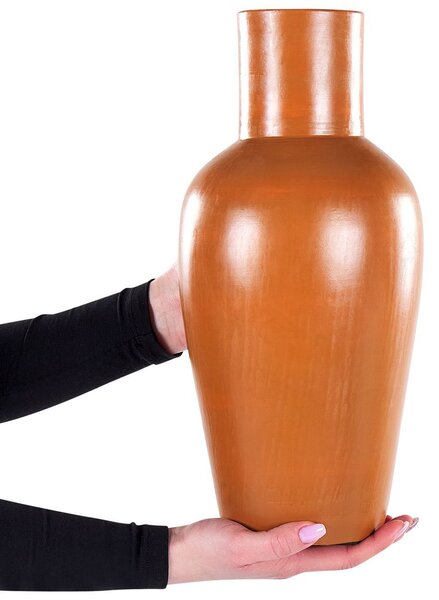 Dekoratívna váza na kvety oranžová z terakoty 37 cm starožitný efekt prírodný dizajn na sušené kvety