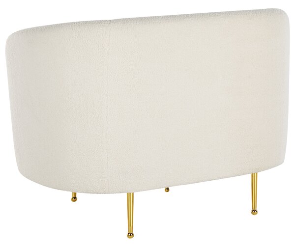 Sedacia súprava biela buklé čalúnenie zlaté nohy zaoblené operadlo 3-miestna pohovka 2 kreslá retro glamour art deco štýl