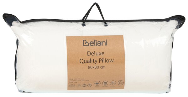 Vankúš na spanie biely lyocell bavlna japara štvorcový 80 x 80 cm polyesterová výplň nízky profil spálňa