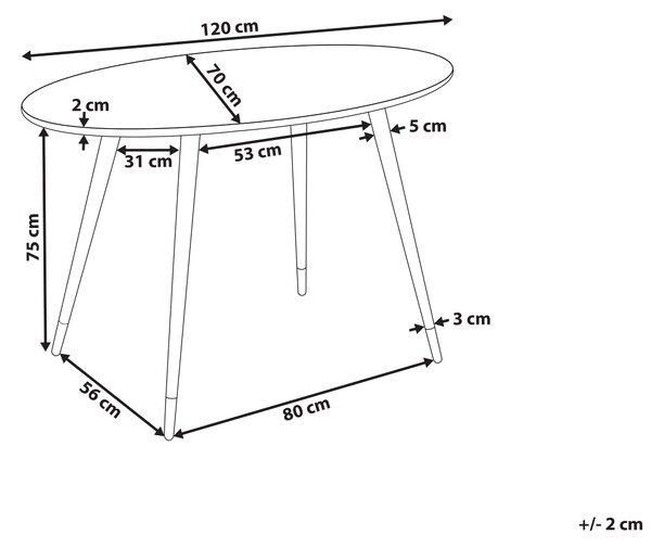 Jedálenský stôl biely mramorový efekt doska z MDF 120 x 70 cm kovové nohy lesklý povrch oválny glamour
