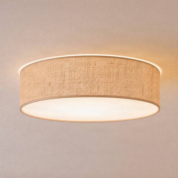Milagro Lighting Stropné svietidlo Marshall, hnedé, Ø 50 cm, kov, ratan, Hnedá / hrdzavá, Obývacia izba / jedáleň, Drevo, Moderný, Závesné svietidlo