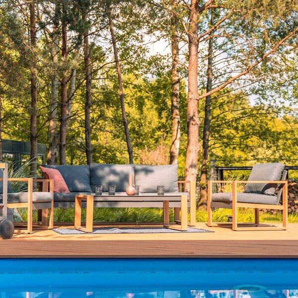 TP Living Záhradná zostava DUISBURG pre 5 osôb antracitová/hnedá
