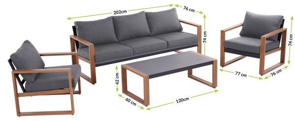 TP Living Záhradná zostava DUISBURG pre 5 osôb antracitová/hnedá