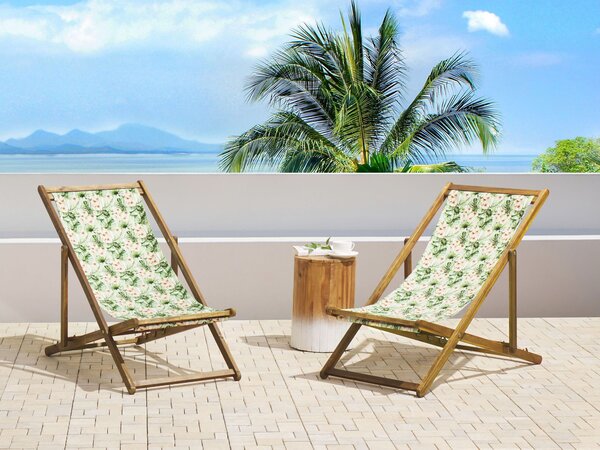 Sada 2 náhradných poťahov na záhradné ležadlo polyester 113 x 44 cm so vzorom kvetov