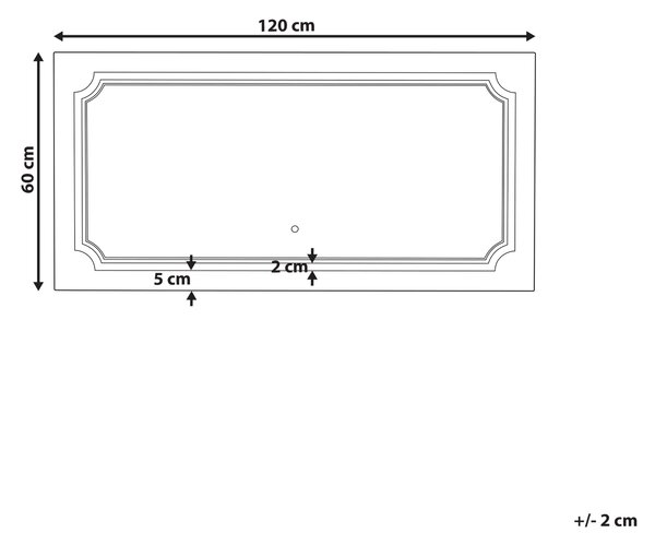 Nástenné zrkadlo strieborné 120 x 60 cm s LED osvetlením obdĺžnikové moderná kúpeľňa spálňa