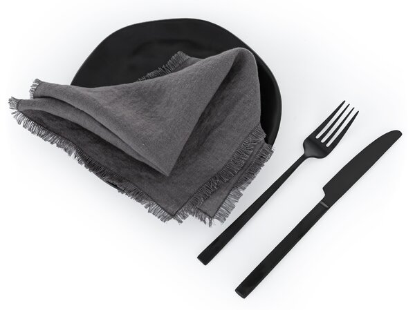 Tom Linen Prestieranie s strapcami Dark Grey 30x40 cm