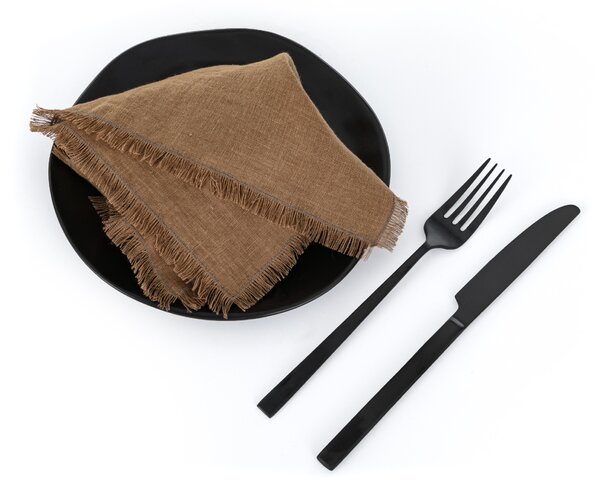 Tom Linen Prestieranie s strapcami Cinnamon 30x40 cm