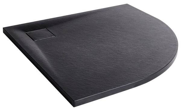 Sprchová vanička s odtokom čierna SMC 80 x 80 x 3 cm trojuholníkový tvar efekt prírodného kameňa minimalistický štýl kúpeľňa