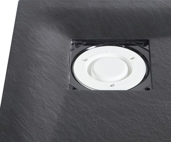 Sprchová vanička s odtokom čierna SMC 80 x 80 x 3 cm trojuholníkový tvar efekt prírodného kameňa minimalistický štýl kúpeľňa