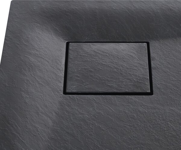 Sprchová vanička s odtokom čierna SMC 80 x 80 x 3 cm trojuholníkový tvar efekt prírodného kameňa minimalistický štýl kúpeľňa