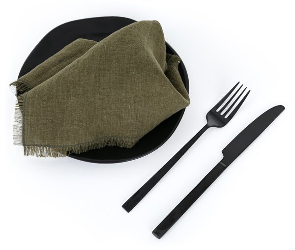 Tom Linen Prestieranie s strapcami Martini Olive 30x40 cm