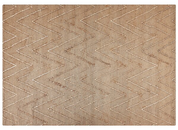 Koberec béžový juta bavlna 160 x 230 cm obdĺžnikový geometrický vzor ručne tkaný boho štýl spálňa obývacia izba