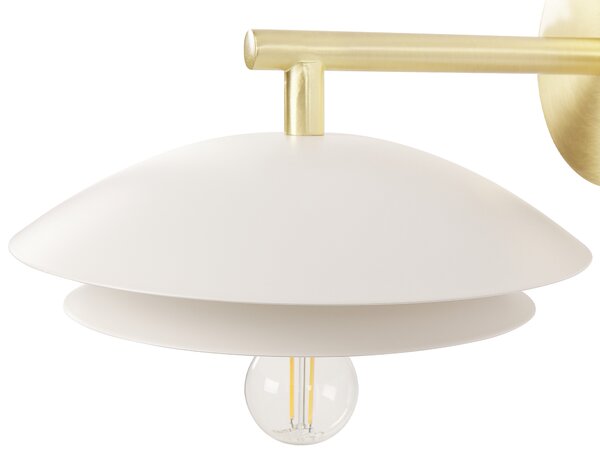 Nástenná lampa biela zlatá kovová 22 x 29 x 14 cm kužeľovité tienidlo dekoratívne osvetlenie moderný glamour štýl