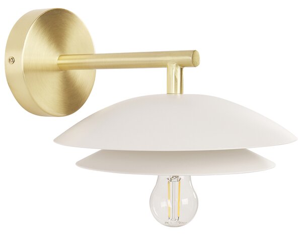 Nástenná lampa biela zlatá kovová 22 x 29 x 14 cm kužeľovité tienidlo dekoratívne osvetlenie moderný glamour štýl