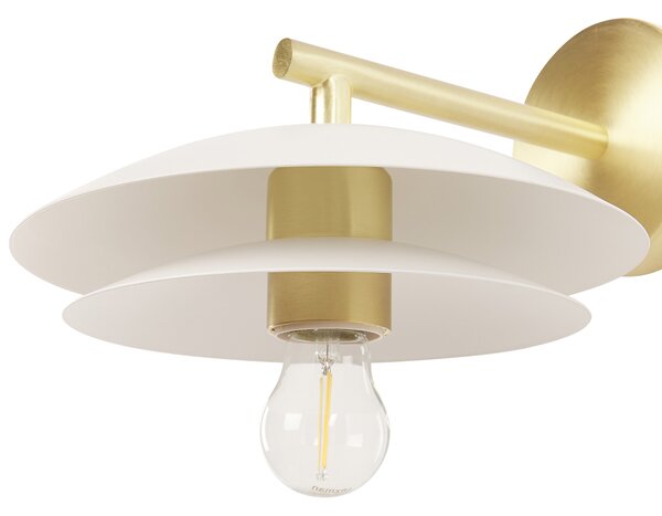 Nástenná lampa biela zlatá kovová 22 x 29 x 14 cm kužeľovité tienidlo dekoratívne osvetlenie moderný glamour štýl