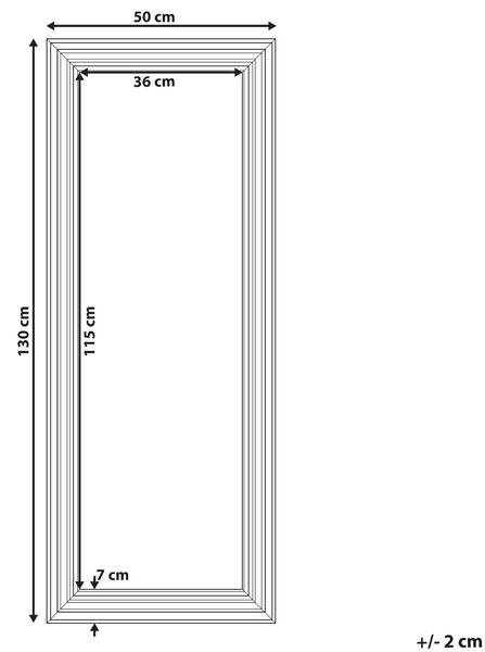 Nástenné zrkadlo béžové a strieborné 50 x 130 cm obdĺžnikové moderné do obývacej izby a spálne